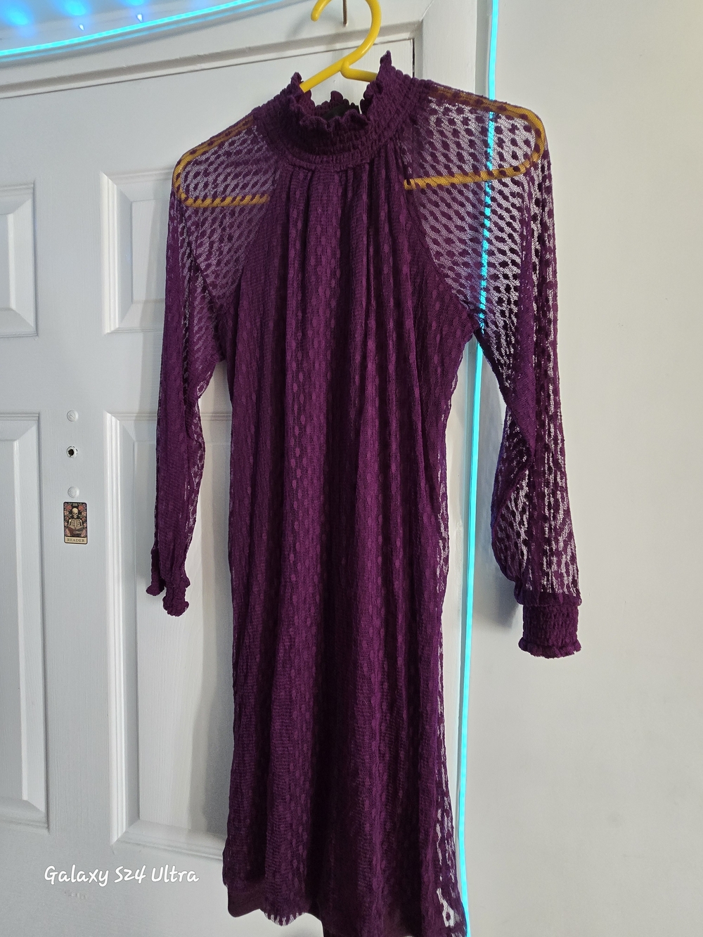 Women's Purple Lace Long Sleeve Dress Size M